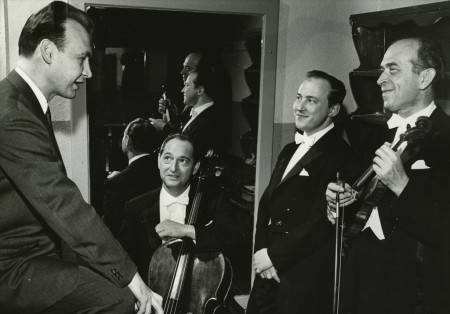 An early 1960s photo of former president Don Poh with Beaux Arts Trio